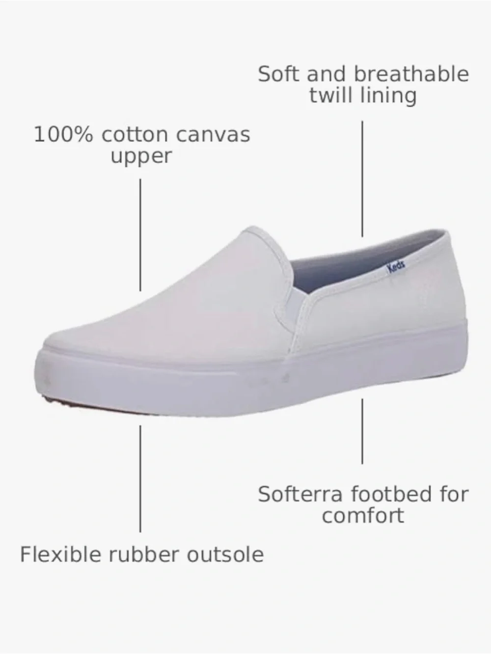 Keds Double Decker White Canvas Slip-On Sneakers (Womens 9.5W)